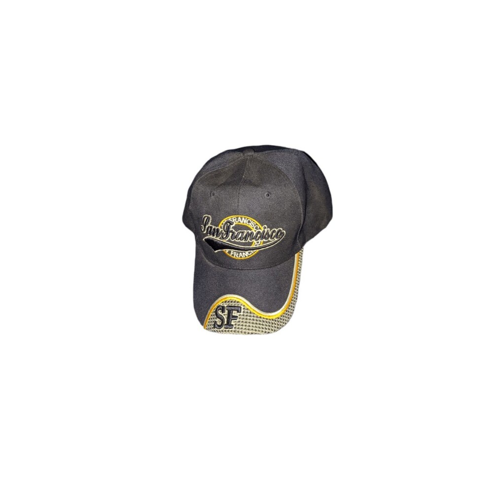 San Francisco Hat Black Yellow Adjustable Strapback Cap Vintage Style Made China